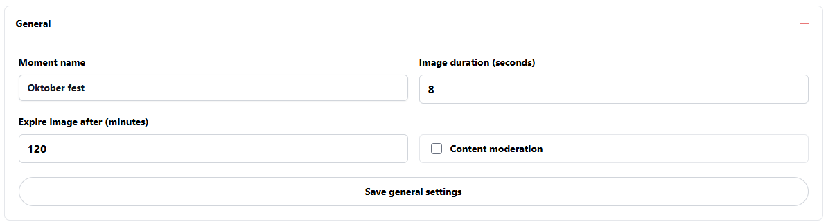 General Moment settings