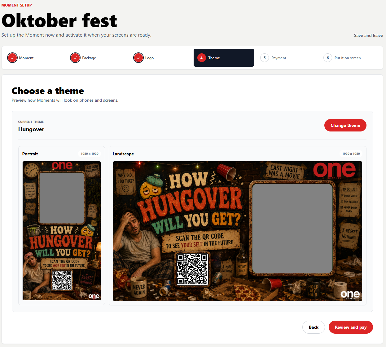 Preview and choose a Moment theme
